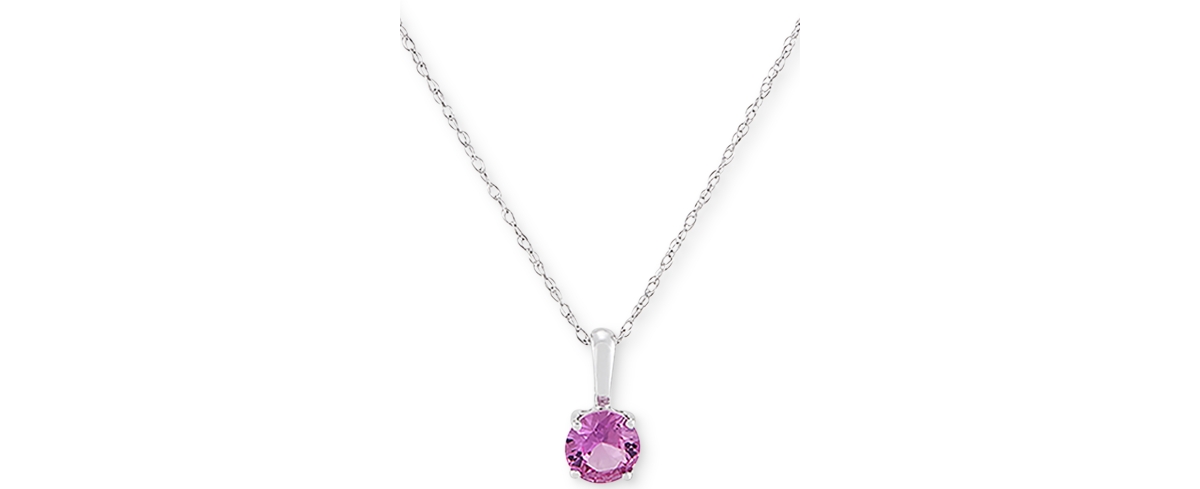 Birthstone 18" Pendant Necklace in 14k Gold or 14k White Gold - Pink Sapphire