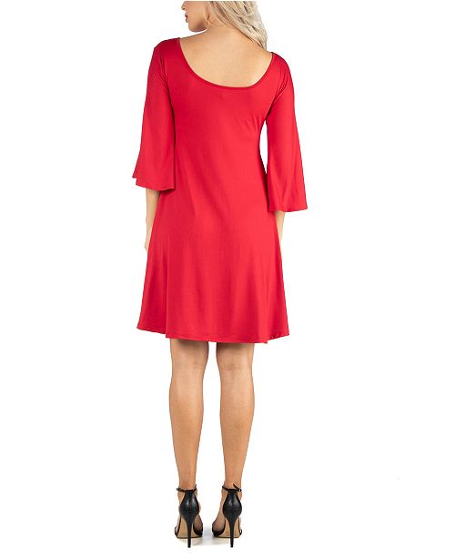 24seven Comfort Apparel Women's Knee Length Cold Shoulder Dress ...