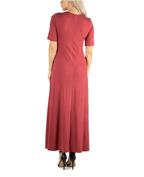 24seven Comfort Apparel Women's Casual Maxi Dress with Sleeves