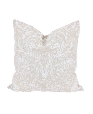 Manor Luxe Jacquard Crewel Embroidered Pillow, 20" X 20" With Feather Insert In Natural