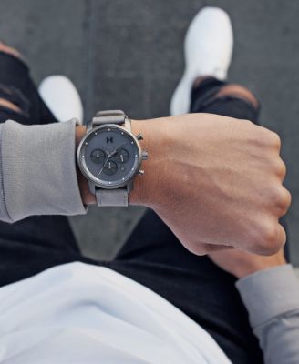 MVMT Chronograph 40 Monochrome Gray Leather Strap Watch 40mm