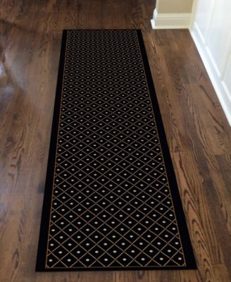 CLOSEOUT! 782/1614/BLACK Pesaro Black 2'2" x 7'7" Runner Rug