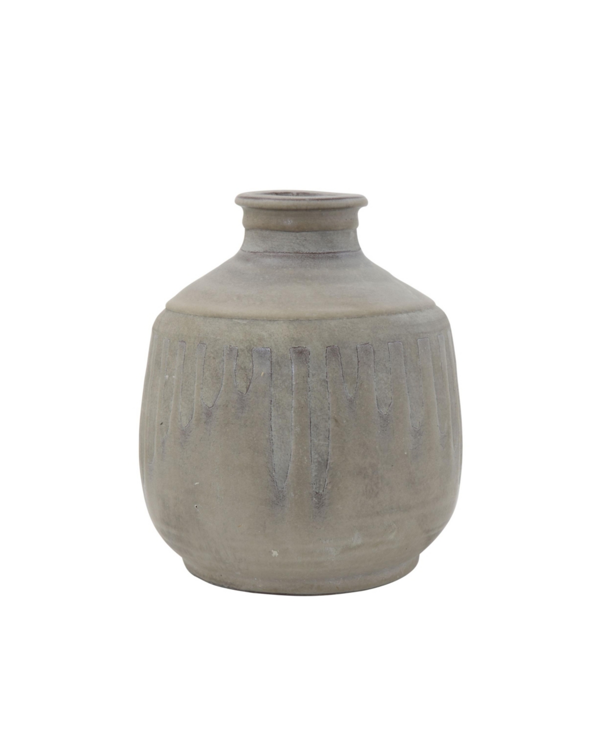 Bloomingville Grey Terracotta Vase with Distressed Blue Design