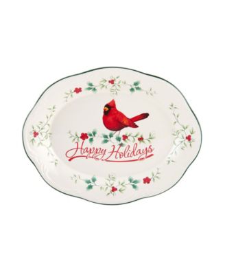 Pfaltzgraff - Winterberry Happy Holidays Cardinal Oval Platter