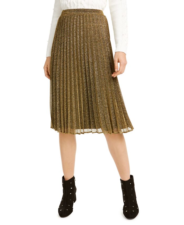 Maison Jules Pleated Metallic Midi Skirt, Created for Macy's - Macy's