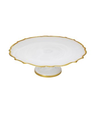 Classic Touch Alabaster Cake Stand with Gold-tone Trim - Macy's