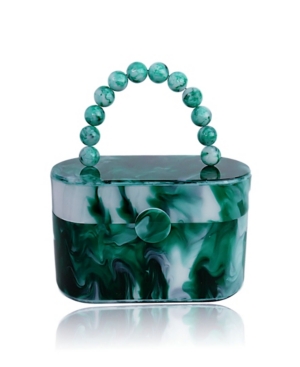 1950s Handbags, Purses, and Evening Bag Styles Milanblocks Vintage-Like Style 80s Acrylic Lunch Box Clutch Bag $90.00 AT vintagedancer.com