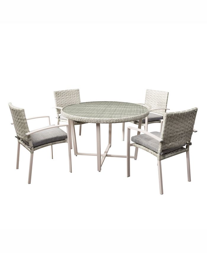 CorLiving Distribution Parkview 5 Piece Wide Rattan Wicker Patio Dining Set Macy's