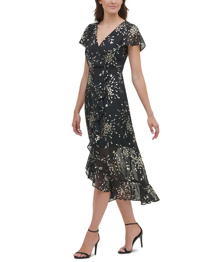 kensie FoilPrint Chiffon HighLow Maxi Dress Macy's