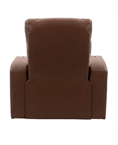 Corliving Distribution Tucson Home Theater Single Power Leather Gel Recliner With Stainless Steel Cup Holders Reviews Recliners Furniture Macy S