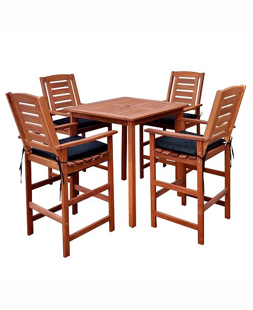 Corliving Distribution Miramar 5 Piece Hardwood Outdoor Bar Height