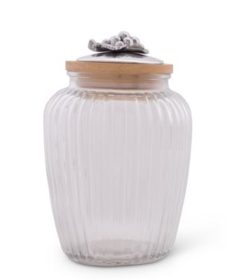Canister Glass for Kitchen with Rubber Airtight Seal for Food Storage Grape Pattern Knob