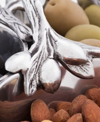 Sand-Cast Aluminum 3 Compartment Olive Pattern Condiment Serving Bowl