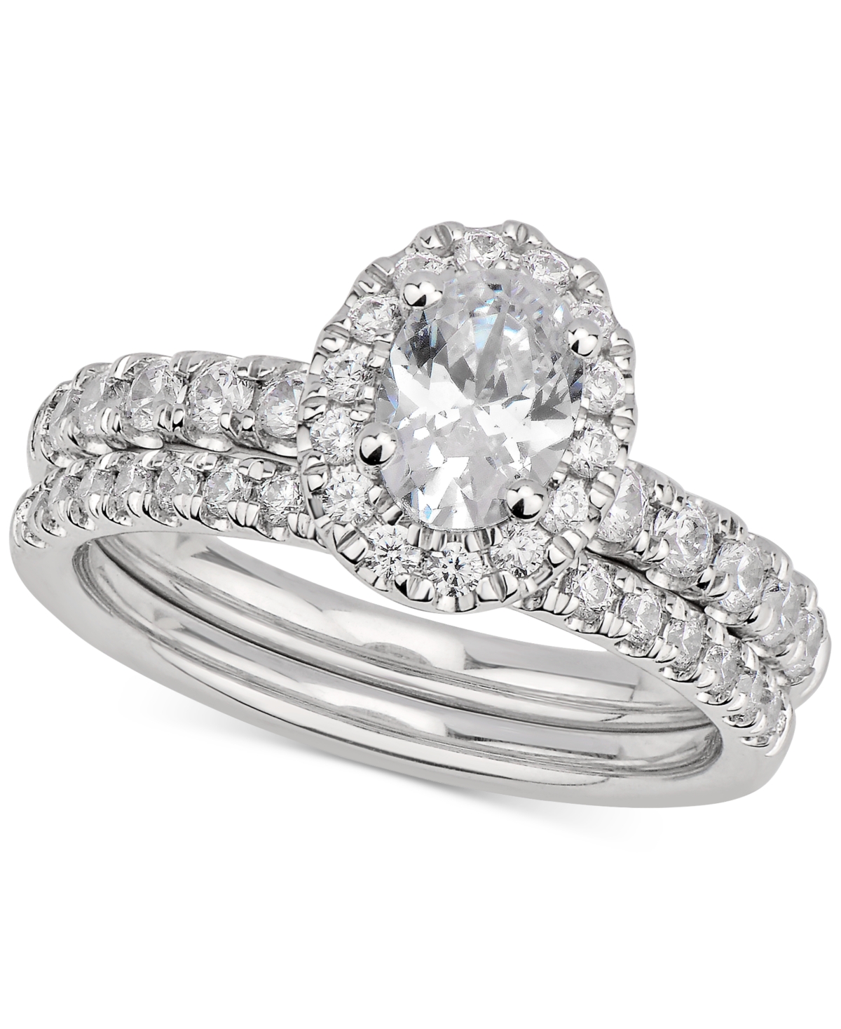 Gia Certified Oval Diamond Bridal Set (1-1/2 ct. t.w.) in 14k White Gold - White Gold