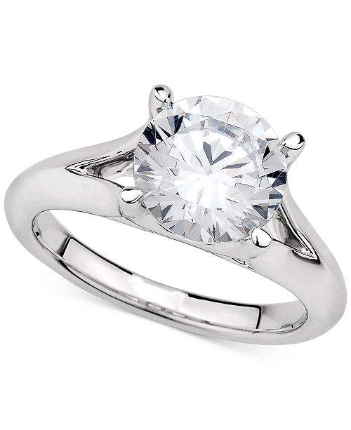 Gia Certified Diamonds Gia Certified Diamond Solitaire Ring 3 Ct T W In 14k White Gold Reviews Rings Jewelry Watches Macy S