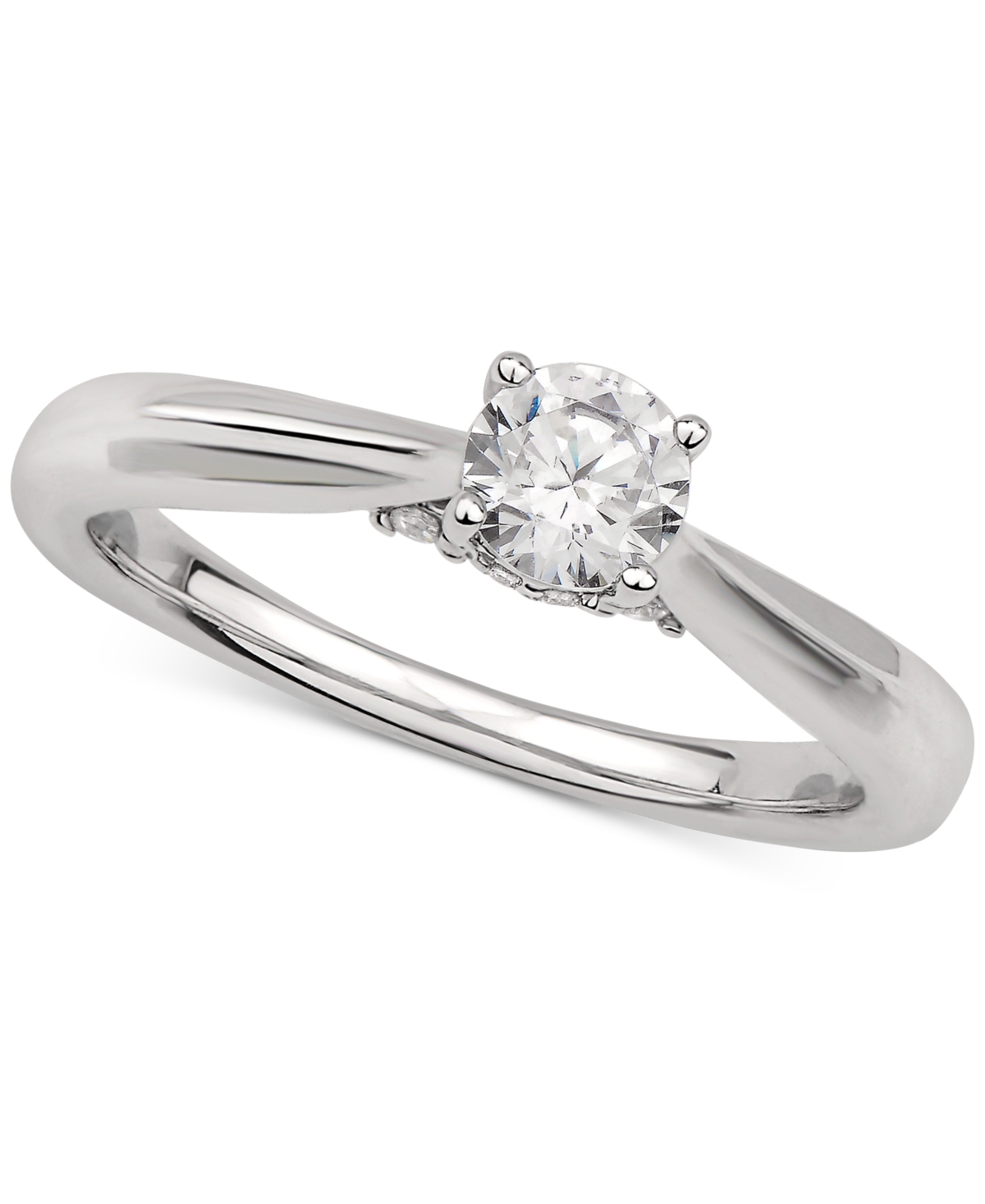Gia Certified Diamond Solitaire Engagement Ring (1/2 ct. t.w.) in 14k White Gold - White Gold