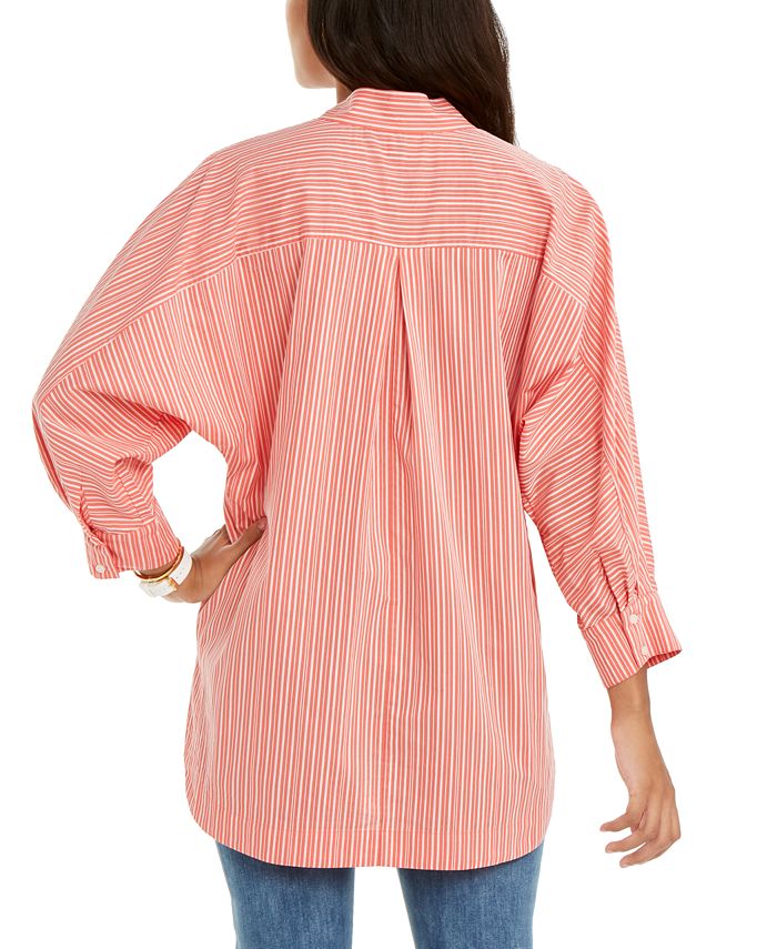 Stand Collar Top With Hi-Low Fit Hem