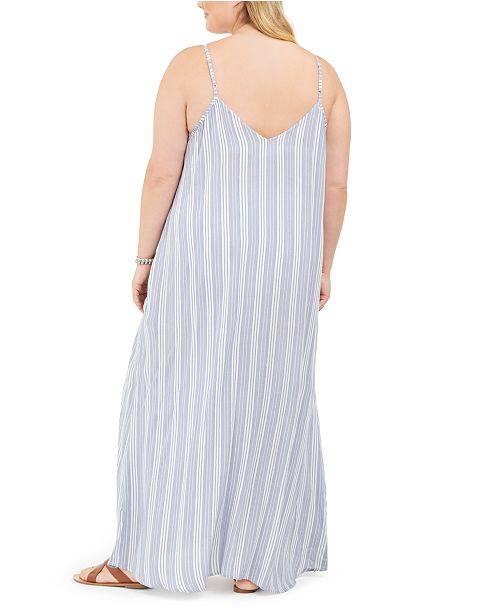 Raviya Plus Size Sleeveless Striped Cotton CoverUp Maxi Dress