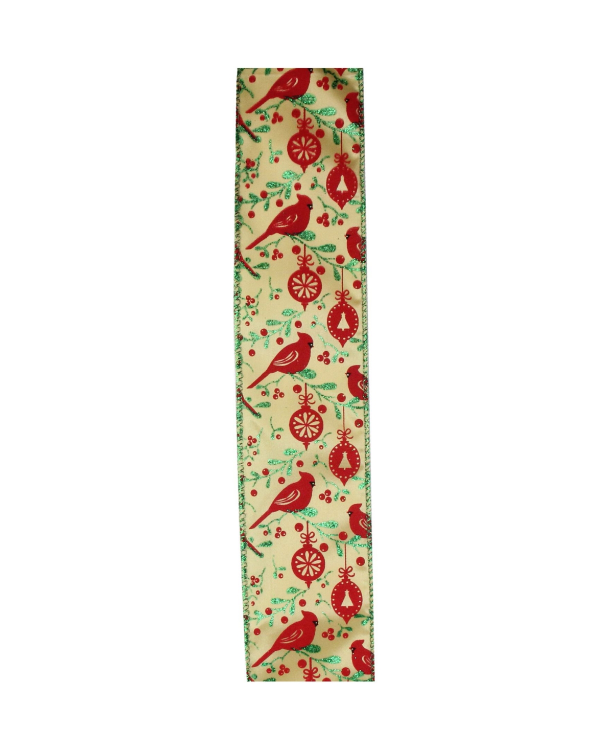 Northlight Pack of 12 Honey Mustard Orange with Red Cardinals Wired Christmas Craft Ribbon Spools - 2.5