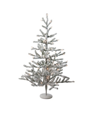 Northlight 36" Pre-lit Flocked Alpine Coral Artificial Christmas Tree In White