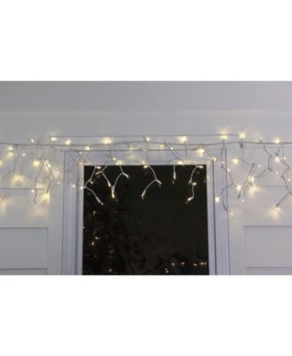 Set of 100 Warm White LED Wide Angle Icicle Christmas Lights - White Wire