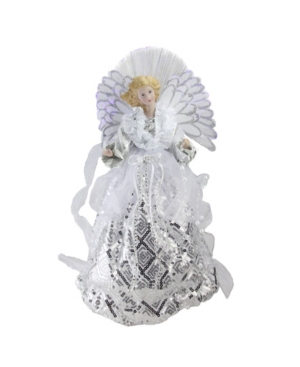 Shop Northlight 16" Lighted Fiber Optic Angel In White And Silver Sequined Gown Christmas Tree Topper