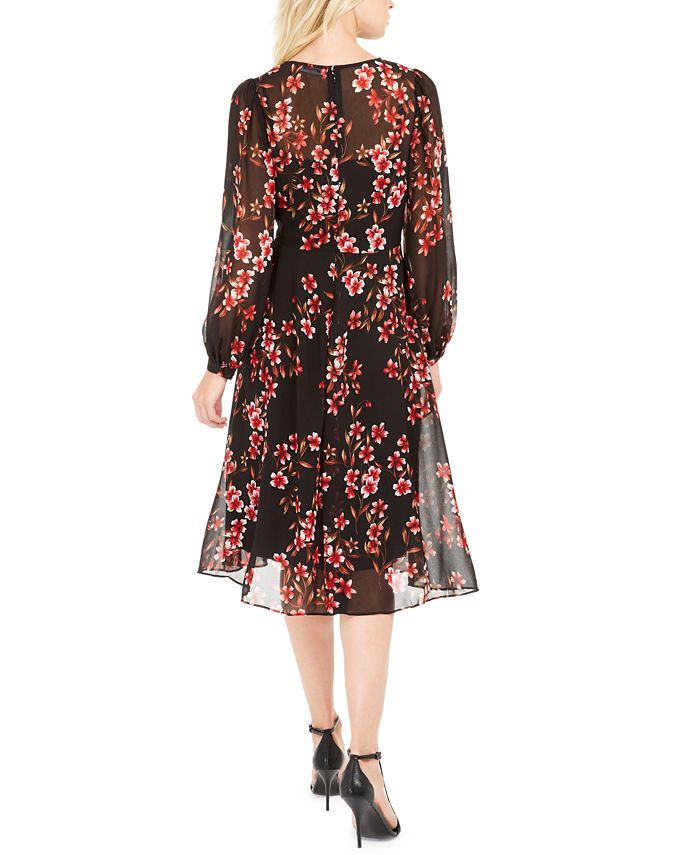 Calvin Klein Floral-Print A-Line Dress - Macy's