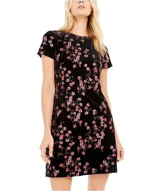Calvin Klein Petite Embroidered Velvet Dress Reviews Macy S