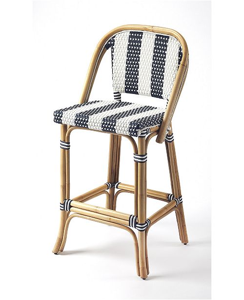 Butler Lila Stripe Rattan Bar Stool Reviews Furniture Macy S