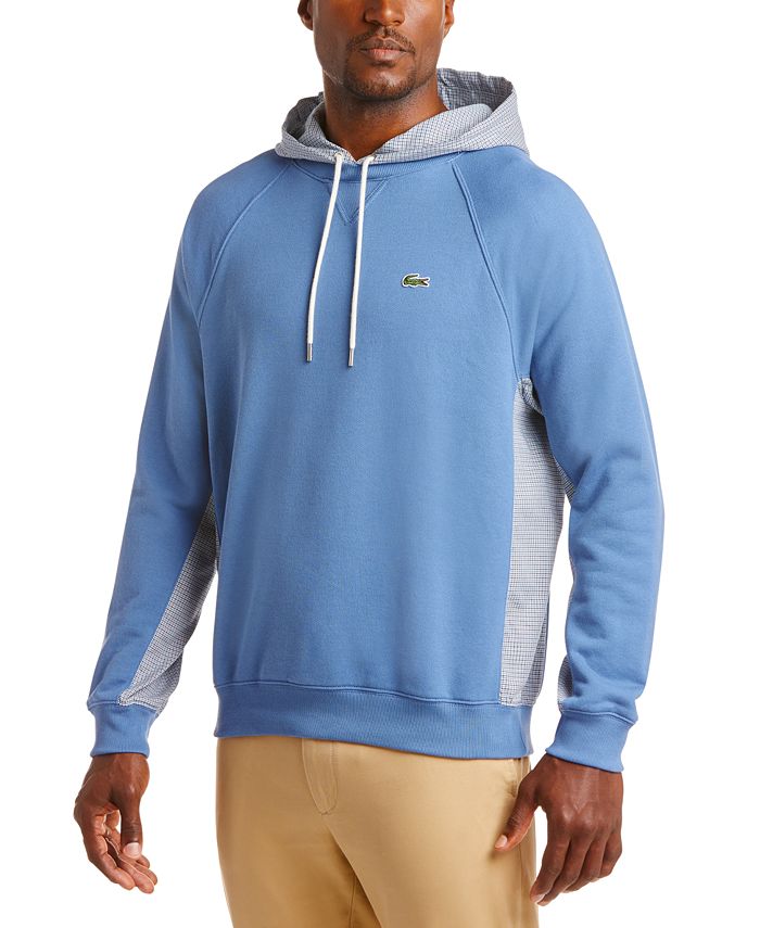 Lacoste Men's Relaxed-Fit Colorblocked Tattersall Fleece Hoodie ...