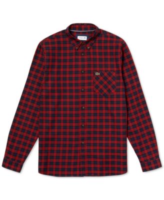 red lacoste button up shirt