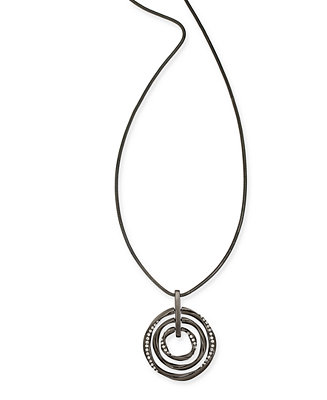 Alfani Hematite-Tone Pavé Multi-Circle Pendant Necklace, 36
