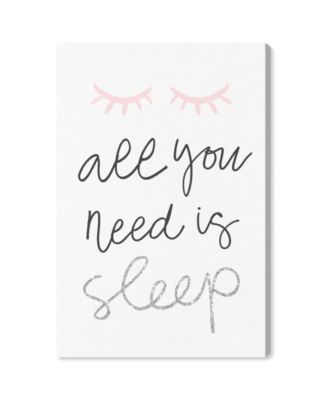 All You Need is Sleep Pink and Silver Canvas Art - 15" x 10" x 1.5"