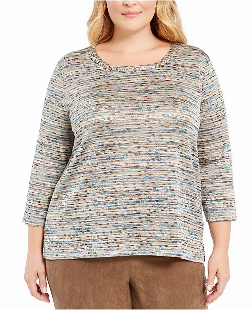 Alfred Dunner Plus Size Walnut Grove Space Dyed Knit Top