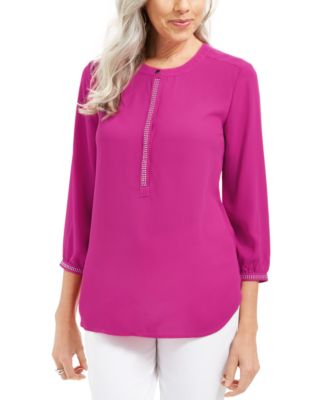 JM Collection Pleated-Back Blouse, Created for Macy's - Macy's