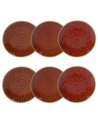 Certified International Aztec Rust 6-Pc. Canape Plates - Macy's
