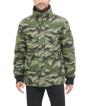 Dkny Men's Sherpa Trimmed Military Bomber Puffer Jacket, Created