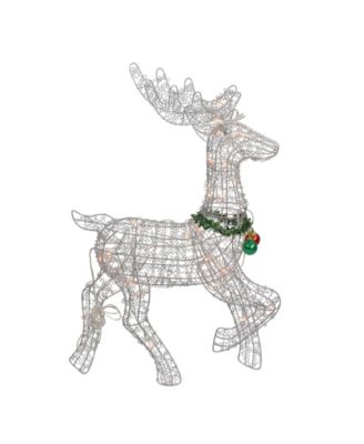 25" Lighted Silver Wire Prancing Reindeer Christmas Outdoor Decoration