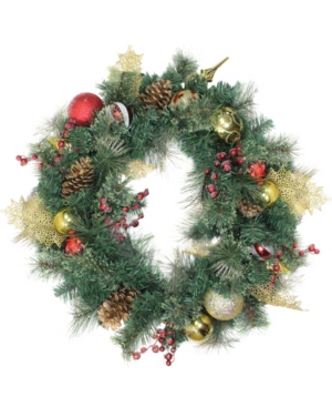 Northlight 30" Green Foliage And Assorted Ornaments Deluxe Wreath