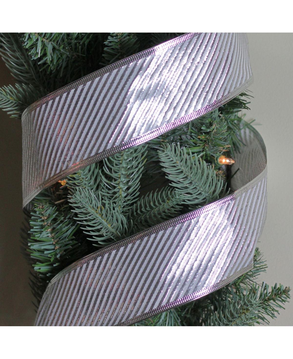 Northlight Pack of 12 ShinyDiagonal Striped Wired Christmas Craft Ribbon Spools - 2.5