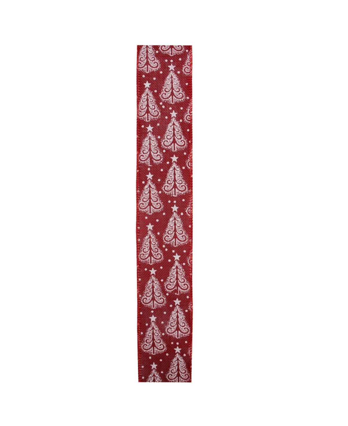 Northlight Pack of 12 Cranberry Red andTrees Burlap Wired Christmas Craft Ribbon Spools - 2.5