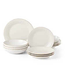 French Perle Groove White 12-Piece Dinnerware Set, Created for Macy's