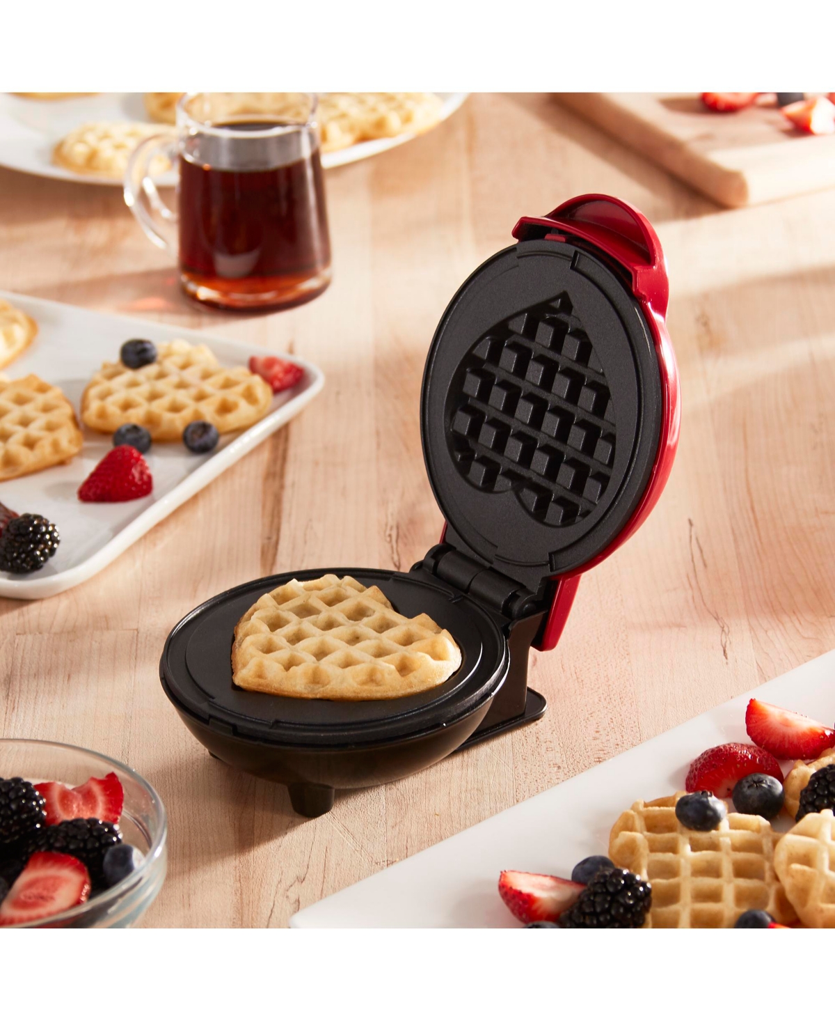 Shop Dash Mini Heart Waffle Maker In Red