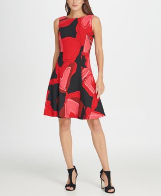 DKNY - Abstract Floral Fit & Flare Dress