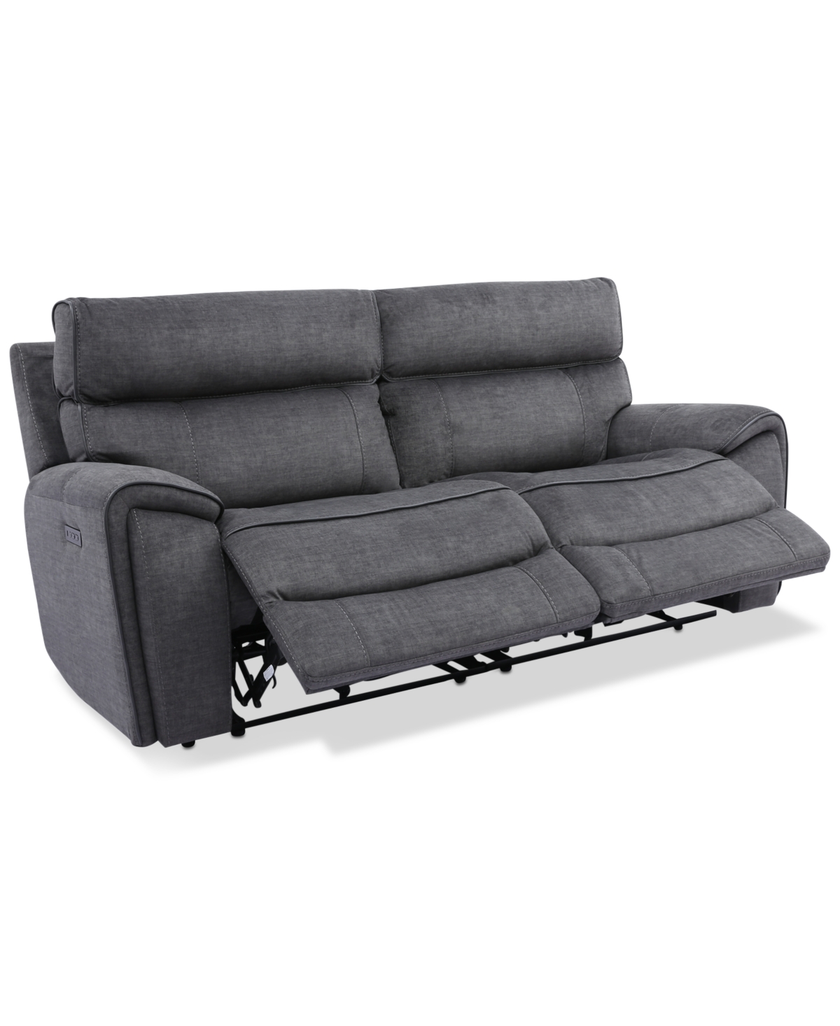 Furniture Hutchenson 2-pc. Fabric Sectional With 2 Power Headrests In Charcoal Moss