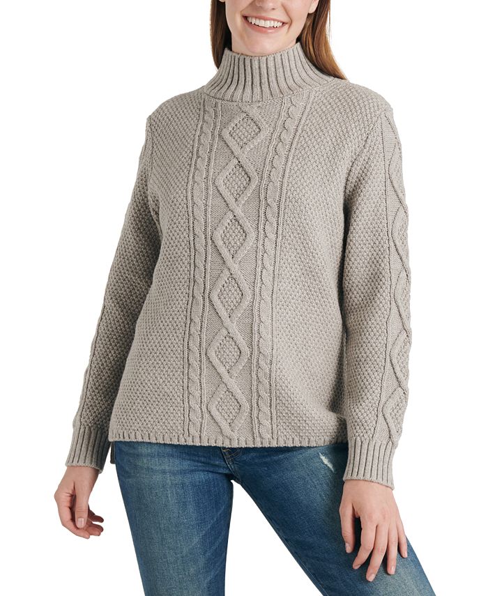 Lucky Brand Cable Knit Turtleneck Sweater - Macy's
