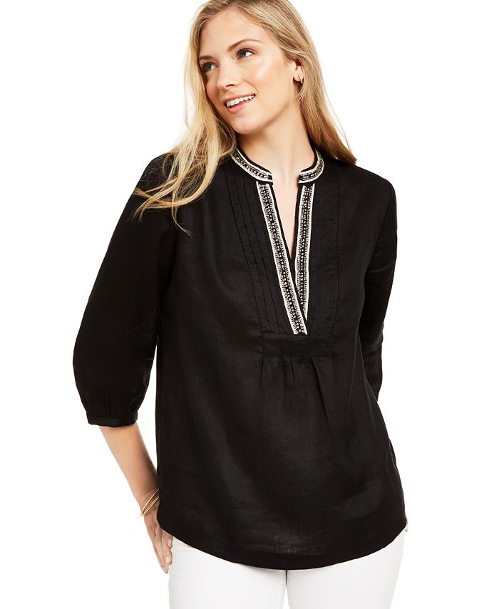 Charter Club EmbellishedNeck Tunic, Created for Macy's Macy's