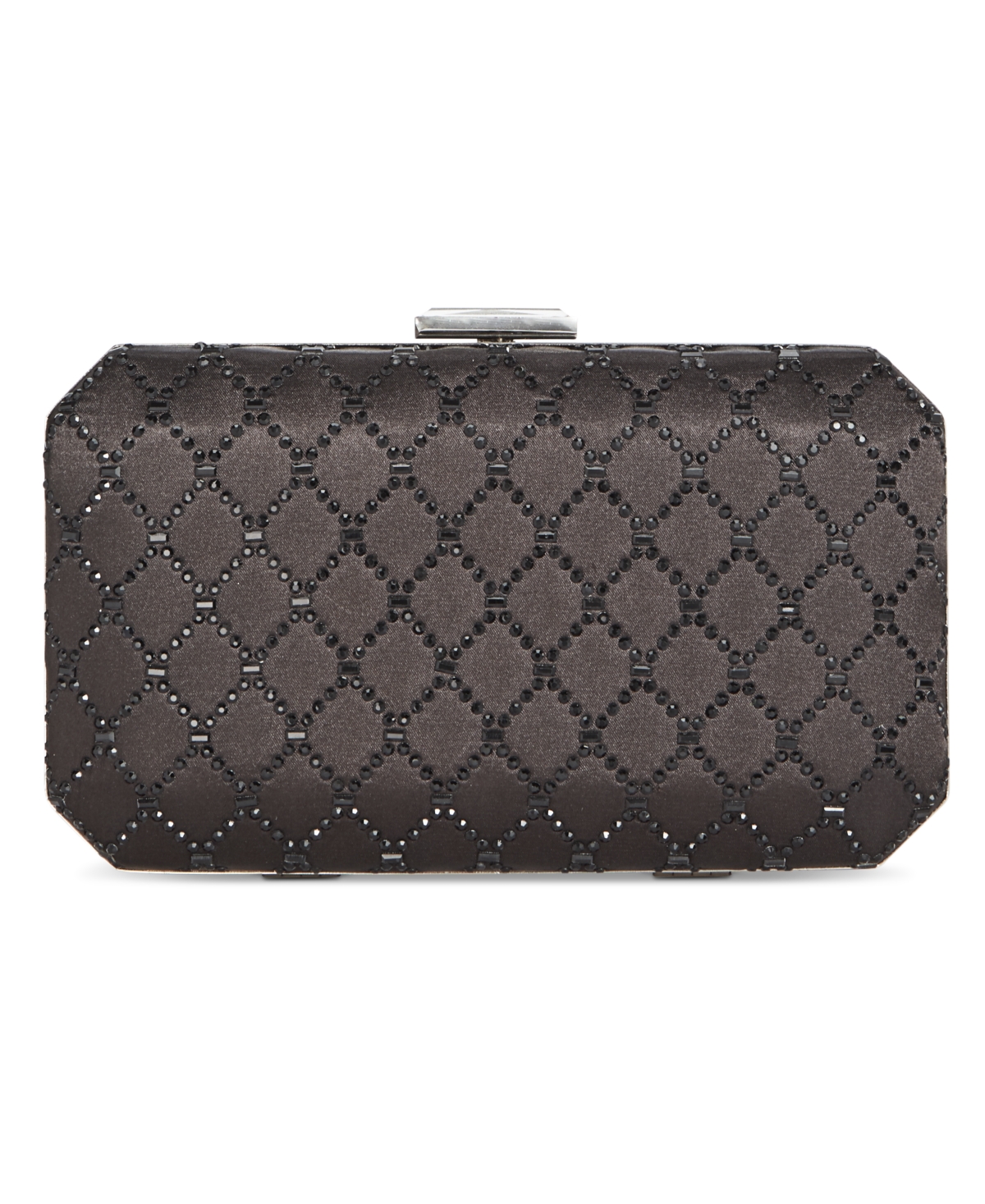 Inc International Concepts Sasha Satin Sparkle Clutch, Created For Macy's In Black,silver