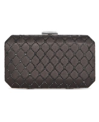 New INC Sasha Satin Sparkle on sale Black Clutch