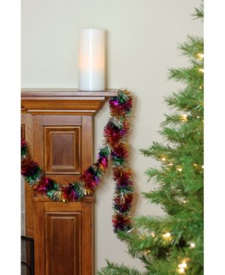 50' Traditional Shiny Rainbow Christmas Foil Tinsel Garland - Unlit